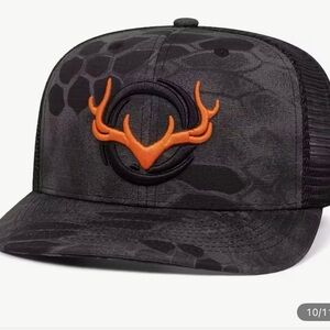 Black and Orange Camouflage Trucker Hat